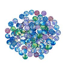 PH PandaHall 200pcs 10 Colors Mermaid Scale Resin Cabochons Flat Back Druzy Iridescent Cameo Sparkly Glitter Cabs for Earring Bracelet Necklace Making (12mm)