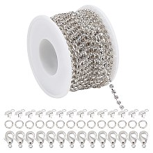 CREATCABIN DIY Tennis Chain Bracelet Necklace Making Kit, Including Brass Rhinestone Strass Chains & Cup Chain Ends & Clasps & Jump Rings, Silver, Chain: 10 Yards/bag