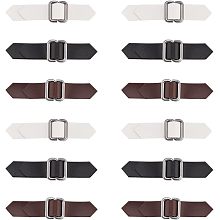 FINGERINSPIRE 12 Sets Leather Sew-On Toggle Closures Black & Brown & White PU Leather Sewing on Tab Closures Metal Clasp Fasteners Replacement Snap Toggle Sewing Accessories for Coat Jacket DIY Craft