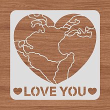 BENECREAT 12x12" Love You Stencils, Heart Earth Stencils for Green Day Celebrations and Wall Home Decoration