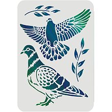 FINGERINSPIRE Dove of Peace Stencil 11.7x8.3 inch Peace Dove Olive Branch Stencils for Painting Reusable Pigeon Stencil for Painting on Wood Tile Paper Fabric Floor Wall