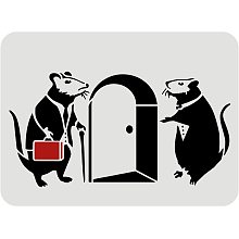 FINGERINSPIRE Banksy Rats Stencil 11.7x8.3 inch Doormen Rats Stencil Plastic Banksy Painting Stencil Reusable Banksy Mouse Pattern Stencils for Painting on Wood, Floor, Wall and Tile