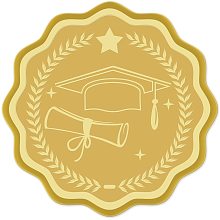 CRASPIRE 100pcs Embossed Foil Stickers Bachelor Cap Pattern Gold Foil Certificate Seals 1.9" Self Adhesive Embossed Seals Decoration Labels for Certificates Awards Graduation Invitations Diplomas