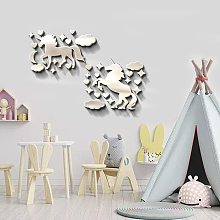 GLOBLELAND Unicorn Acrylic Wall Stickers Hearts and Stars Mirror Decor Stickers DIY Wall Decals for Living Room Bedroom Bathroom Office Kitchen