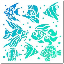 GORGECRAFT Tropical Fish Stencil 8 Styles Fish Template 18x18cm Plastic Square Reusable Summer Ocean Theme Drawing Stencil for Painting on Wall Fabric Scrapbooking Card DIY Art Crafts Home Decor