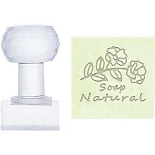 PandaHall Elite Handmade Soap Stamp, Flower Acrylic Stamp with Handle Natural Soap Embossing Stamp Bouquet Text Personalized Stamp for Handmade Soap Clay Pottery Arts Crafts Making Projects