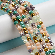 Honeyhandy Glass Beads Strands, Faceted, Rondelle, Blanched Almond, 4x3mm, Hole: 0.4mm, about 123~127pcs/strand, 15.75~16.5 inch(40~42cm)