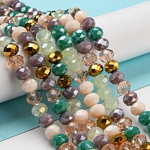 Honeyhandy Glass Beads Strands, Faceted, Rondelle, Blanched Almond, 8x6mm, Hole: 1mm, about 65~68pcs/strand, 15.7~16.1 inch(40~41cm)