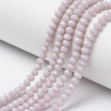 Honeyhandy Opaque Solid Color Glass Beads Strands, Faceted, Rondelle, Thistle, 3x2mm, Hole: 0.8mm, about 165~169pcs/strand, 15~16 inch(38~40cm)