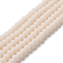 Glass Beads Strands, Faceted, Frosted, Rondelle, Antique White, 3.5mm, Hole: 1mm, about 123~127pcs/strand, 13.7~14.1 inch(35~36cm)