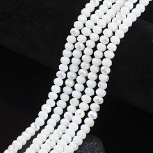 Arricraft Electroplate Opaque Solid Color Glass Beads Strands, Half Rainbow Plated, Faceted, Rondelle, White, 8x6mm, Hole: 1mm; about 68pcs/strand, 15.5 inches(38.75cm)