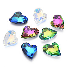 Honeyhandy Electroplated Glass Pendants, Silver Plated Bottom, Faceted, Heart, Mixed Color, 17x14x5mm, Hole: 1.2mm, about 24pcs/board, 5board/box