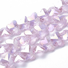 Honeyhandy Electroplate Glass Beads, AB Color Plated, Faceted, Butterfly, Pearl Pink, 8x10x6mm, Hole: 1mm