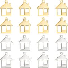 DICOSMETIC 40Pcs 2 Colors House Shape Charms Stainless Steel Sweet Home Pendant Gold Color Building Shape Pendants for DIY Necklace Bracelet Keychain Jewellery Making Accessories, Hole: 1.2mm