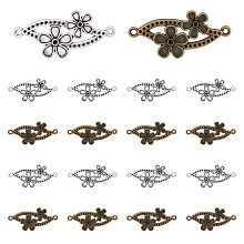 DICOSMETIC 60Pcs 2 Colors Alloy Connector Rhinestone Settings, Flower Links, Mixed Color, Fit For 1.2mm and 0.8mm Rhinestone, 17.5x36.5x2.5mm, Hole: 1.5mm, 30pcs/color