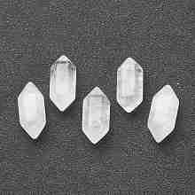 Honeyhandy Faceted No Hole Natural Bullet Quartz Crystal Beads, Double Pointed, for Wire Wrapped Pendants Making, 19~22x7~8mm