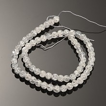 Honeyhandy Synthetic Crackle Quartz Round Beads Strands, Clear, 10mm, Hole: 1.2mm, about 39pcs/strand, 15 inch.