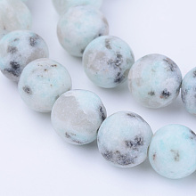 Honeyhandy Natural Sesame Jasper/Kiwi Jasper Beads Strands, Round, Frosted, 10~10.5mm, Hole: 1.2mm, about 36pcs/strand, 15.5 inch