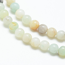 Honeyhandy Natural Flower Amazonite Bead Strands, Round, 3~3.5mm, Hole: 0.5mm, about 114pcs/strand, 15.7 inch