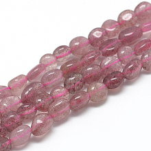 Honeyhandy Natural Strawberry Quartz Beads Strands, Oval, 6~10x4~7x4~7mm, Hole: 1mm, about 43~62pcs/strand, 15.7 inch