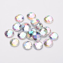 Honeyhandy Imitation Taiwan Acrylic Rhinestone Flat Back Cabochons, Faceted, Half Round/Dome, Mixed Color, 10x3.5mm, 1000pcs/bag