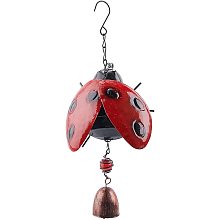 GORGECRAFT Metal Ladybug Wind Chime Lucky Wind Bell Rustic Home Ornaments for Garden Yard Patio Indoor Outdoor Hanging Decoration