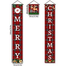 Arricraft 3 Pcs/Set Merry Christmas Banner Door Hanging Banner Flag Hanging Decorations Welcome Couplet Sign Set for Christmas Front Door Porch Decor 70.8x11.8in