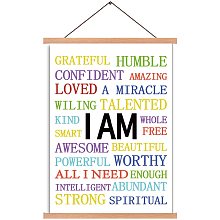 Arricraft Poster Hanger Self-Motivation Phrases Magnetic Wooden Poster I am Awesome Hangers Poster with Hanger Canvas Wall Art for Walls Pictures Prints Maps Scrolls 17.3x11in