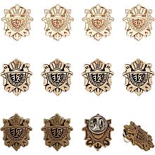 CHGCRAFT 12Pcs 3Colors Crown Lapel Pin Alloy Shield Crown Brooch Pin Medal Badge Brooch Decoration for Coat Suit Jacket Party Shirt Collar Accessories Brooch, 23x19x1.5mm