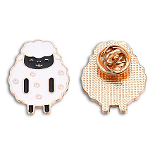 Honeyhandy Sheep Shape Enamel Pin, Light Gold Plated Alloy Cartoon Badge for Backpack Clothes, Nickel Free & Lead Free, Creamy White, 21.5x29mm