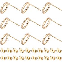 Beebeecraft 1 Box 20Pcs Circle Stud Earring 18K Gold Plated Geometry Round Hollow Out Studs Earring with 20Pcs Ear Nuts for Earring Making Supplies