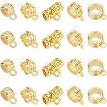 BENECREAT 16Pcs 4 Style Real 18K Gold Plated Brass Tube Bail Beads, Loose Spacer Beads Connectors Hanger Links with Loops for DIY Necklace Bracelet European Jewelry Making, Hole: 2mm