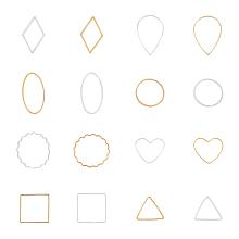 PandaHall Elite 160 pcs 8 Shapes 2 Colors Brass Key Open Bezel Pendant Charm Blank Frame Hollow Pendants for UV Resin Crafts DIY Jewelry Making Golden Silver