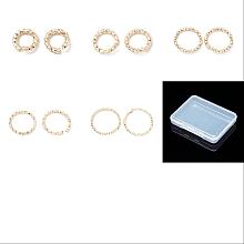 PandaHall Elite 5 Sizes Brass Jump Rings, Open Jump Rings, Long-Lasting Plated, Cadmium Free & Lead Free, Twisted Round Ring, Real 14K Gold Plated, 5~12x1mm(18 Gauge), Inner Diameter: 3~10mm, 115pcs/box