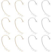 UNICRAFTALE 12Pcs 2 Color DIY Ear Cuff Brass Earrings Cuffs Punk Ear Wrap Earrings Cuffs Accessaries with 3 Loop 50mm Long Ear Cuff for Non Piercing Earring Making