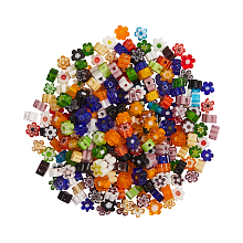 Honeyhandy Handmade Millefiori Glass Beads, Flower, Mixed Color, 4x2.6mm, Hole: 1mm