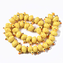 Honeyhandy Handmade Lampwork Beads Strands, Duck, Gold, 18~20x16~17x13~15mm, Hole: 1.2~1.5mm, about 40pcs/strand, 16.73 inch(42.5cm)