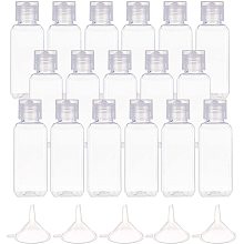 PET Flip Top Cap Squeeze Bottles, with Plastic Funnel Hopper and Chalkboard Sticker Labels, Clear, 9.35x3.25x3.25cm; Capacity: 50ml