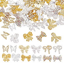 SUPERFINDINGS 72Pcs 12 Styles Bows Nail Art Decoration 3D Butterfly Alloy Rhinestone Nail Charms Bowknot Nail Art Decoration for Nails Cell Phone Charm DIY Craft Accessories