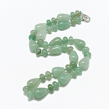 Honeyhandy Natural Green Aventurine Beaded Necklaces, with Alloy Lobster Clasps, Teardrop, 18.1 inch~18.5 inch(46~47cm)