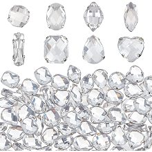 FINGERINSPIRE 80Pcs 8 Styles Acrylic Sew On Rhinestones Metal Prong Setting Rhinestones Sewing Claw Gems Clear Claw Flatback Crystal Rhinestones for Clothes Costume Garments DIY Craft Jewelry Decor