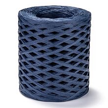 Honeyhandy Raffia Ribbon, Packing Paper String, for Gift Wrapping, Party Decor, Craft Weaving, Prussian Blue, 3~4mm, about 200m/roll