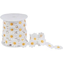 NBEADS 1 Roll 7 Yards Lace Daisy Flower Edging Trim Ribbon, 1 inch Wide Polyester Flower Ribbon Appliques with Plastic Spool Sewing Embroidery Crafts for Wedding Dress Hair Band Clothes Decoration