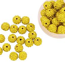 ARRICRAFT 100 Pcs 10mm Citrine Shamballa Pave Disco Ball Clay Beads, Polymer Clay Rhinestone Beads Round Charms Jewelry Makings