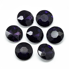 Honeyhandy Pointed Back Glass Rhinestone Cabochons, Back Plated, Faceted, Flat Round, Purple, 10x4.5~5mm