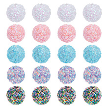 ARRICRAFT 20Pcs 5 Colors Acrylic Beads, Glitter Beads,with Sequins/Paillette, Round, Mixed Color, 19.5~20x19mm, Hole: 2.5mm, 4pcs/color