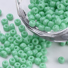 Honeyhandy Baking Paint Glass Seed Beads, Round, Aquamarine, 3x1.5~3mm, Hole: 1mm, about 10000pcs/bag, about 450g/bag