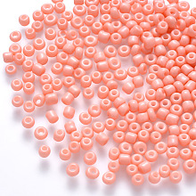 Honeyhandy 12/0 Baking Paint Glass Round Seed Beads, Light Salmon, 1.5~2x1.5mm, Hole: 0.5~1mm, about 30000pcs/pound