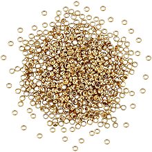 DICOSMETIC 600pcs 1.9mm Stainless Steel Golden Crimp Beads Rondelle Crimp Beads Clamp Caps End Stopper Beads Tiny Round Spacer Beads for Jewelry Making,Hole:1mm