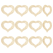 DICOSMETIC 12Pcs Stainless Steel Flat Textured Pendants Hollow Heart Charms Pendant in Gold Color for Earrings Necklace Jewelry Craft Making, Hole: 1.2mm